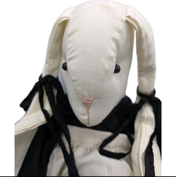 Vintage Easter Bunny Rabbits Folk Art Handmade Plush Rag Dolls Floppy Ear - Picture 2 of 10